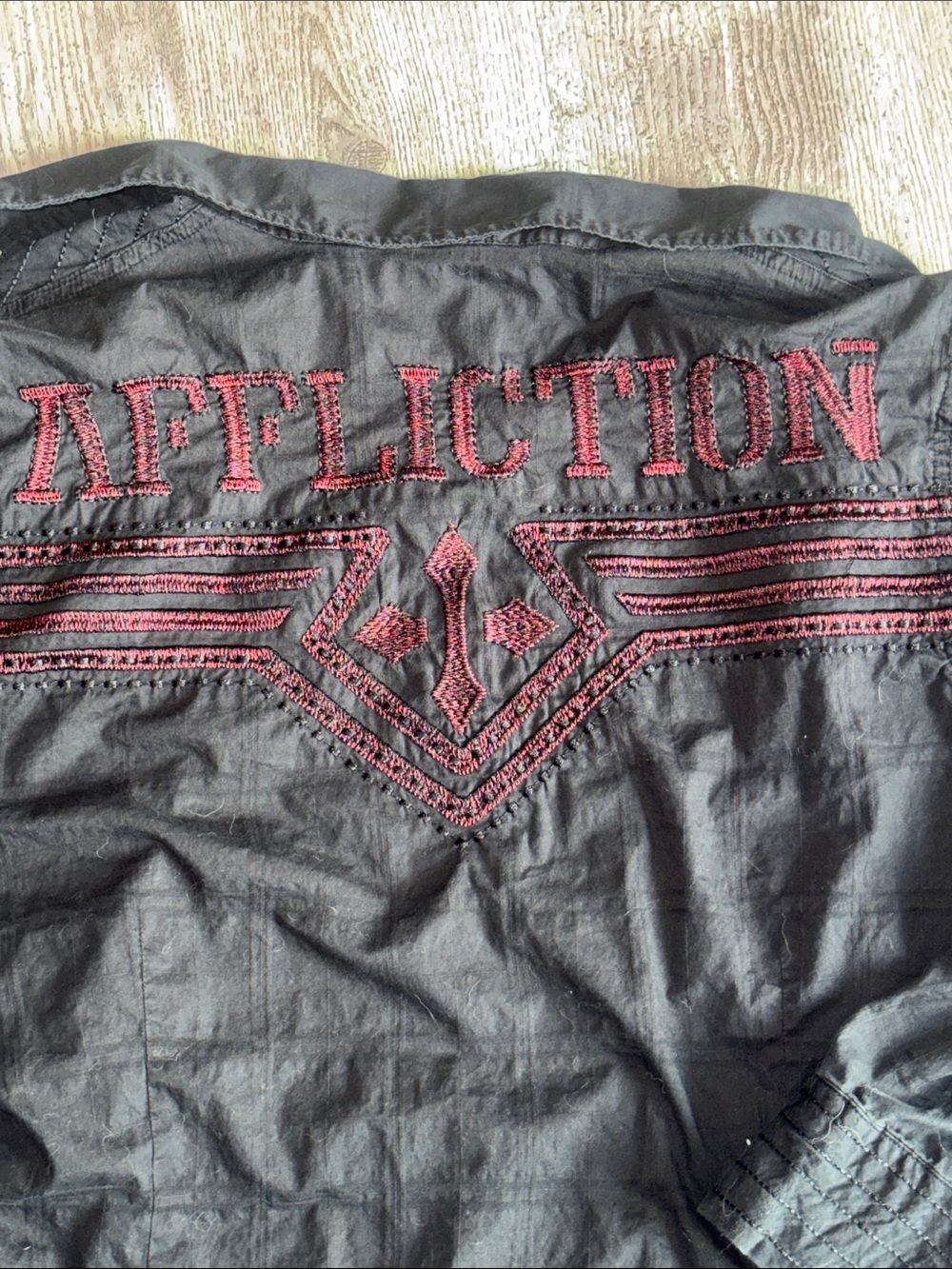 Affliction Black Shirt with Red Embroidered Back Logo - Picture 3 of 7